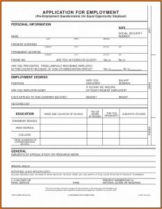 Free Printable Generic Job Application