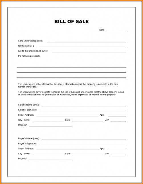 Free Printable Texas Bill Of Sale Form