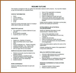 Free Resume Outline Download