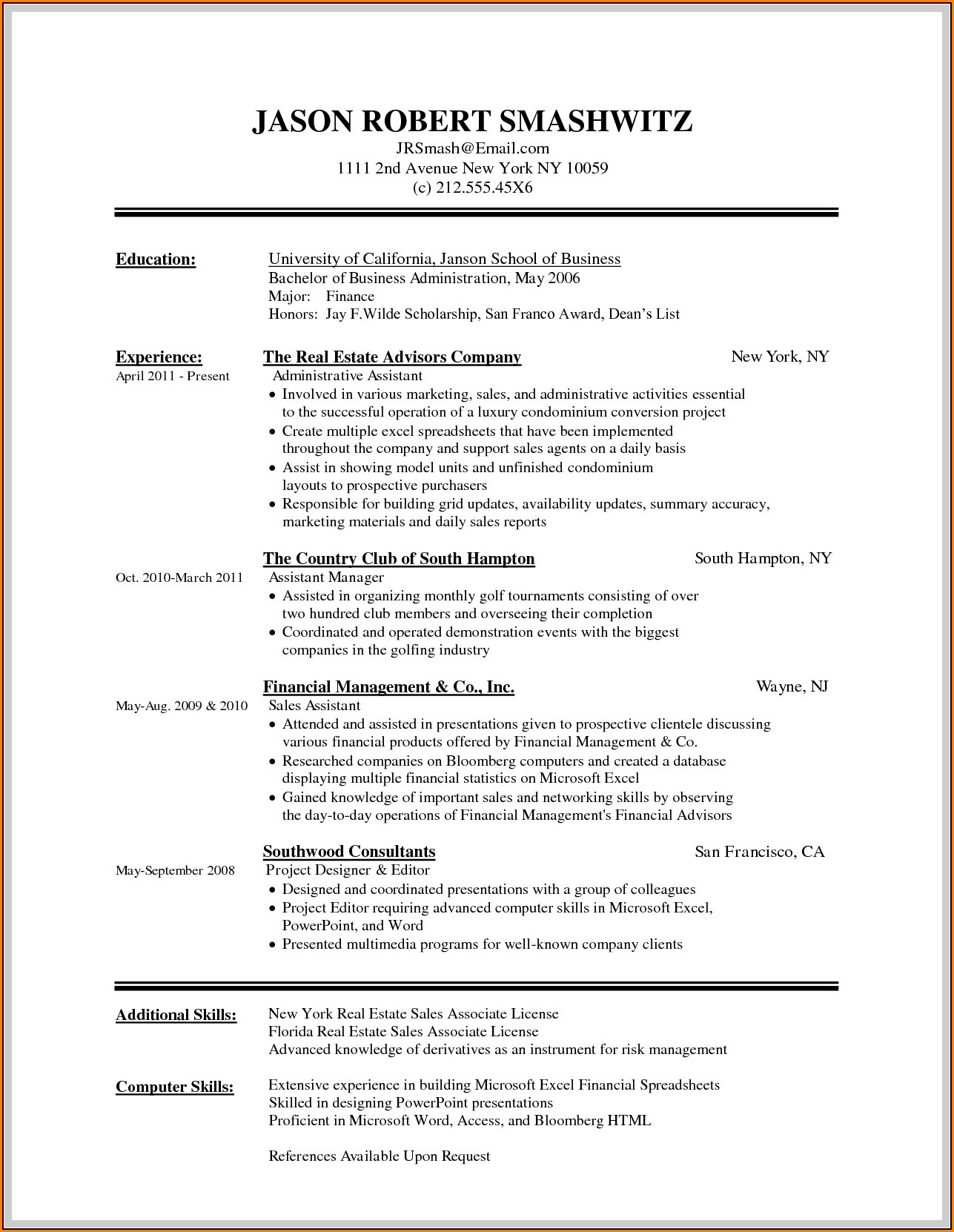 Free Resume Templates Word 2010