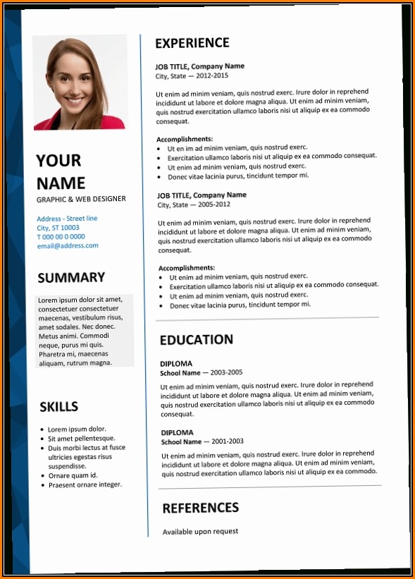 Free Resume Templates Word With Photo