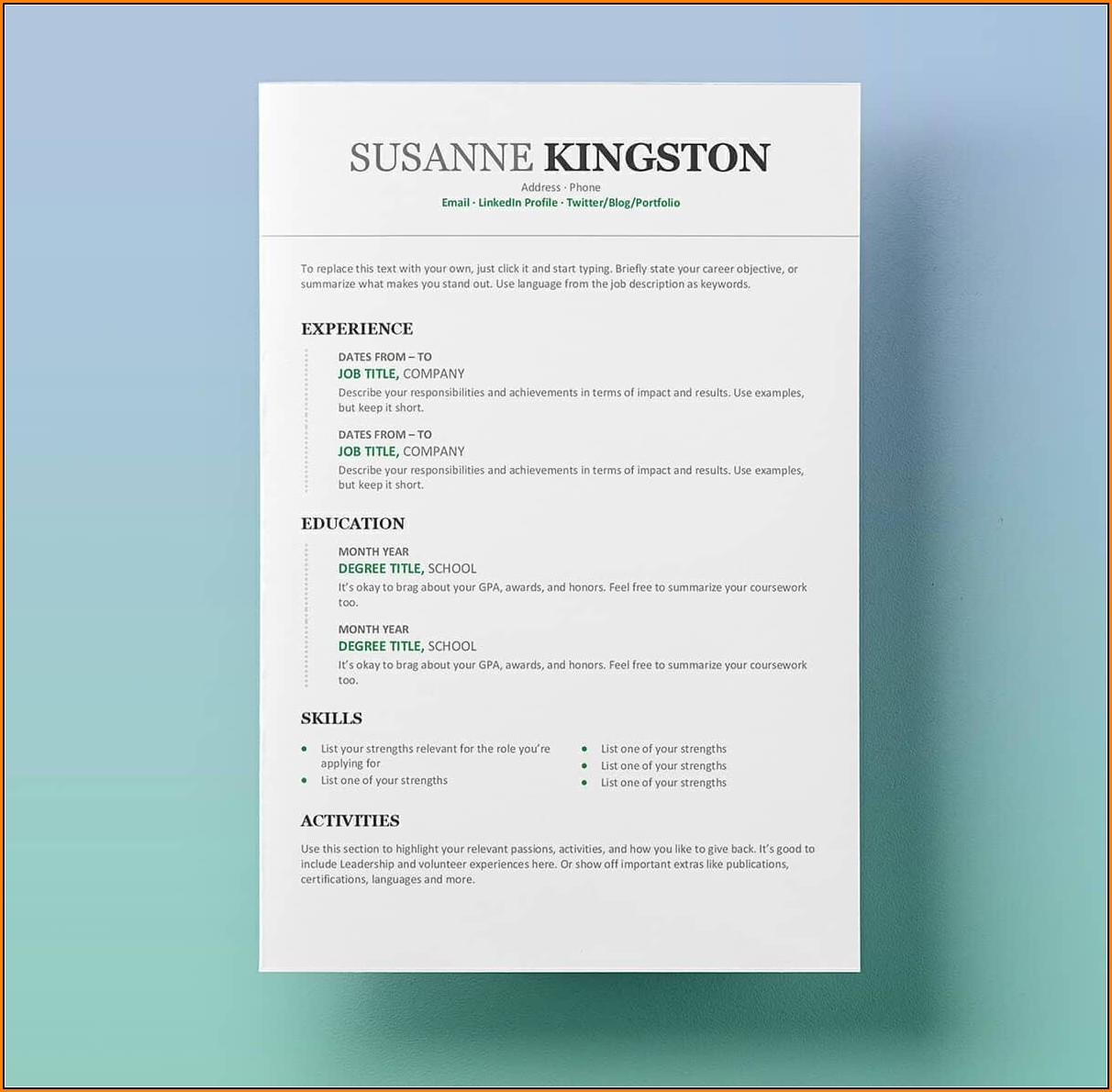 Free Resume Templates Word