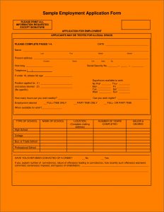 Free Sample Job Application Form