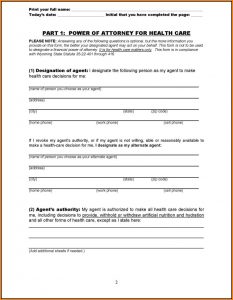 Health Care Power Of Attorney Form