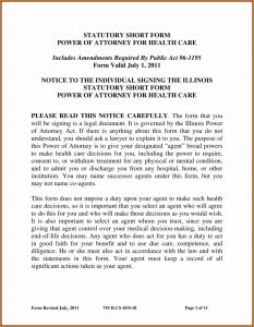 Health Care Power Of Attorney Form Illinois