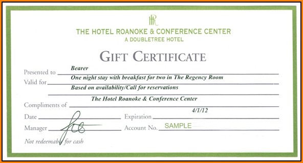 Hotel Gift Certificate Template Free