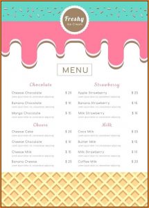 Ice Cream Menu Template Free
