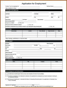 Job Application Form Template Word Format