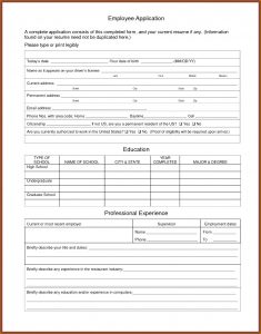Job Application Form Template Word Format Uk