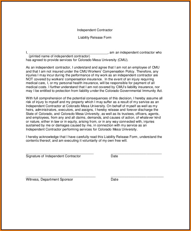 Liability Waiver Form Free