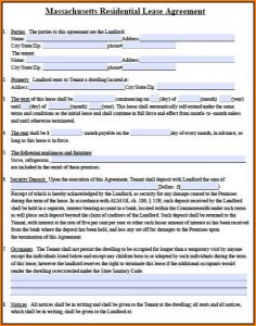 Massachusetts Lease Agreement Template