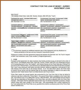 Money Loan Contract Template Free