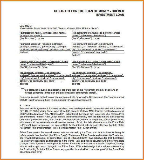 Money Loan Contract Template Free