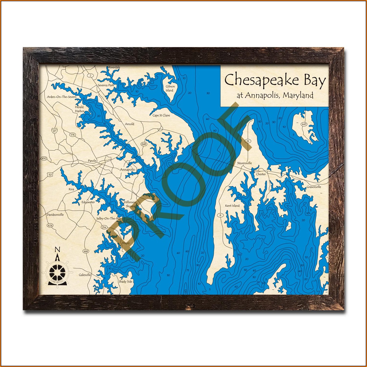 Nautical Wood Maps Annapolis