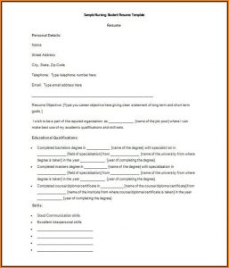 Nursing Student Resume Template Word