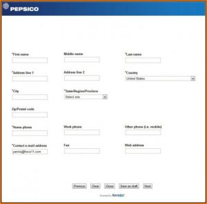 Pepsico Job Application Form