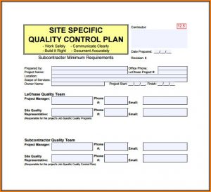 Quality Control Plan Template Free