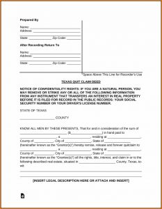 Quit Claim Deed Form Texas