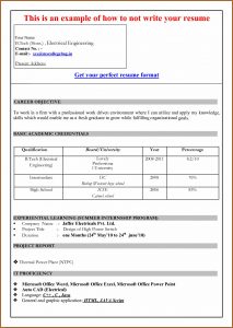 Resume Format Free Download In Ms Word 2007
