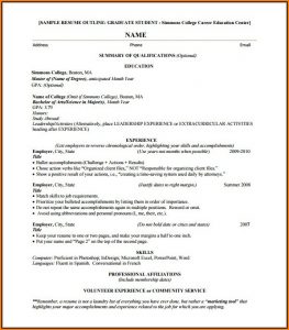 Resume Outline Free Download