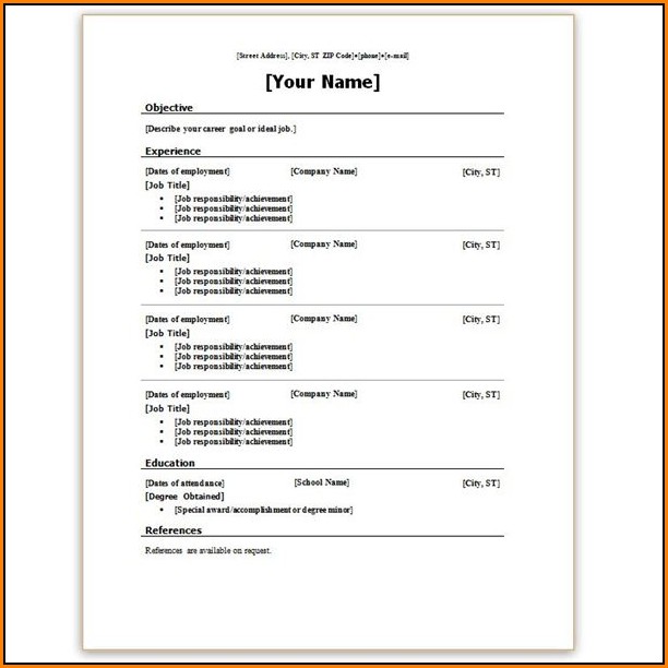 Resume Templates For Microsoft Word 2010