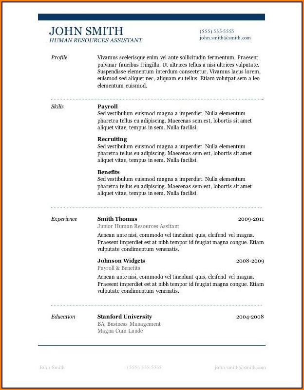 Resume Templates For Microsoft Word Download