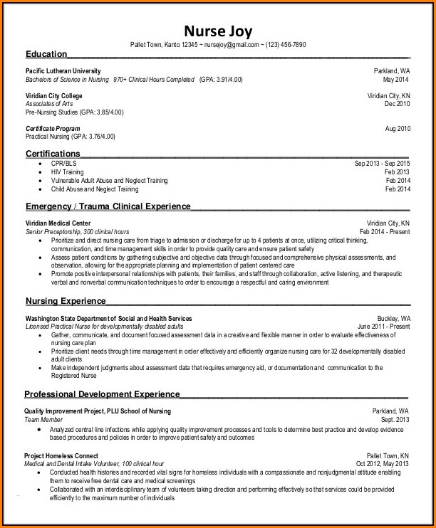 Resume Templates For Nursing Students