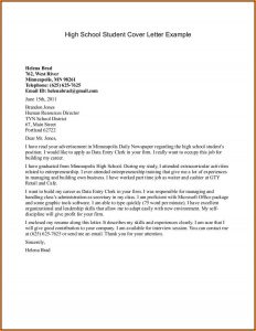 Resumes And Cover Letters For High School Students