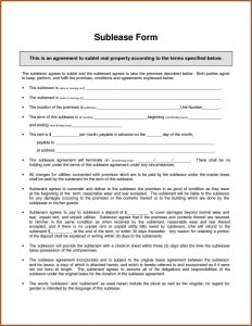 Sublease Agreement Form Bc