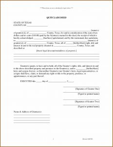Texas Quit Claim Deed Form Example