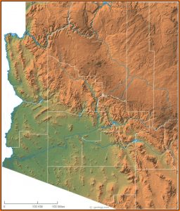 Topographical Map Of Arizona