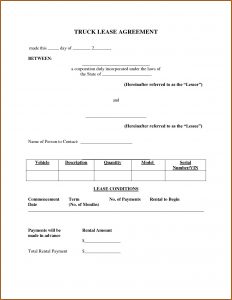 Truck Lease Agreement Template Free