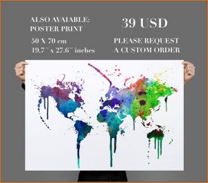 Watercolor World Map Wall Decal