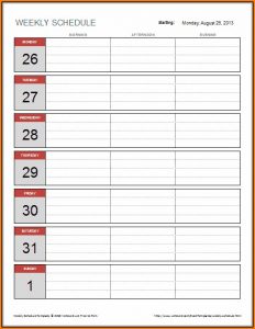 Weekly Schedule Template For Excel