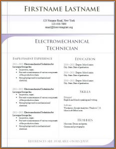 Word Document Editable Resume Templates