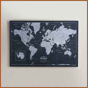 World Travel Map Pin Board Modern Slate