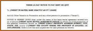 3 Day Notice To Vacate Form