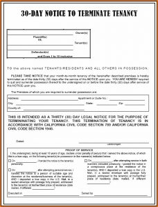 30 Day Eviction Notice California Form