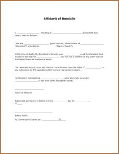 Affidavit Of Domicile Form