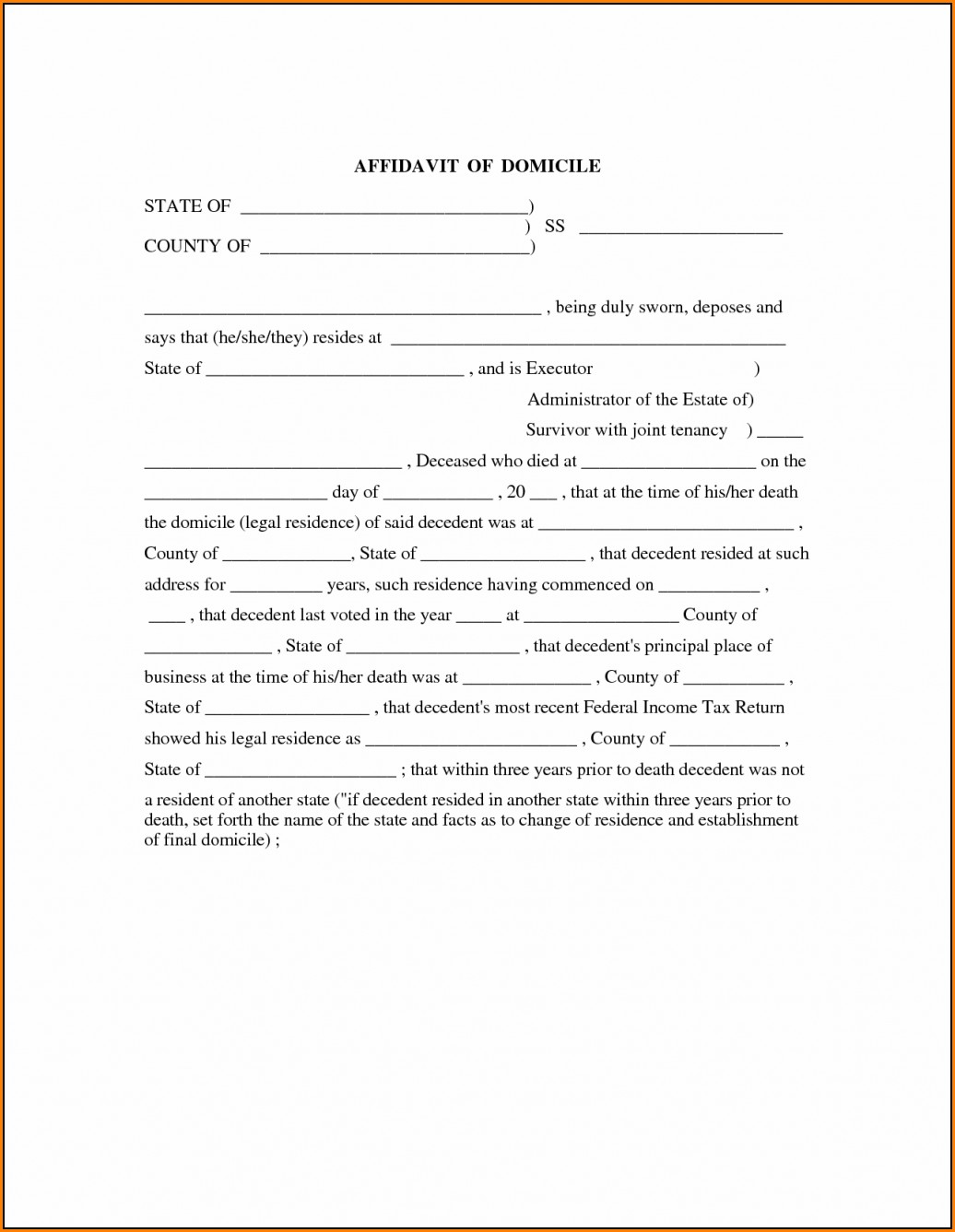 Affidavit Of Domicile Form Pennsylvania
