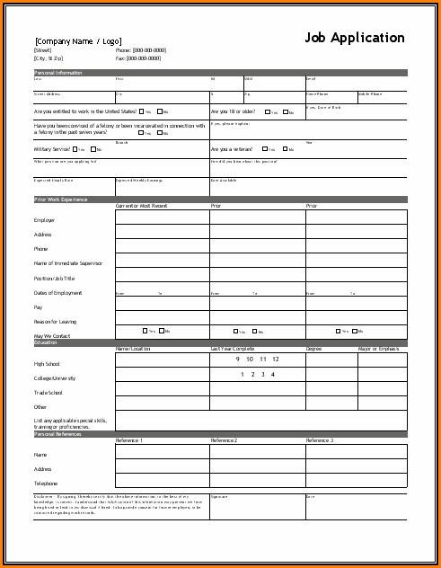 Basic Employment Application Template Free