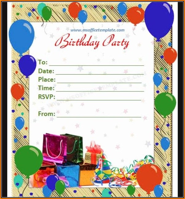 Birthday Invitation Cards Templates Word
