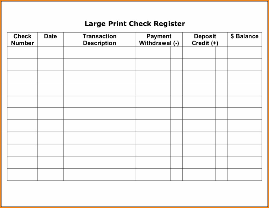 Blank Checkbook Register Template