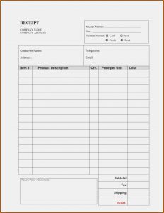 Blank Invoice Receipt Template