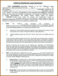 Blank Lease Forms Residential