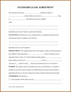 Blank Rental Lease Agreement Form