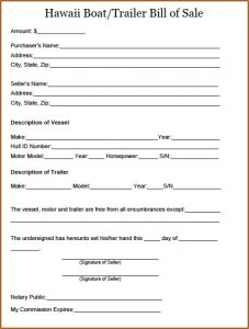 Boat Trailer Bill Of Sale Template Ontario