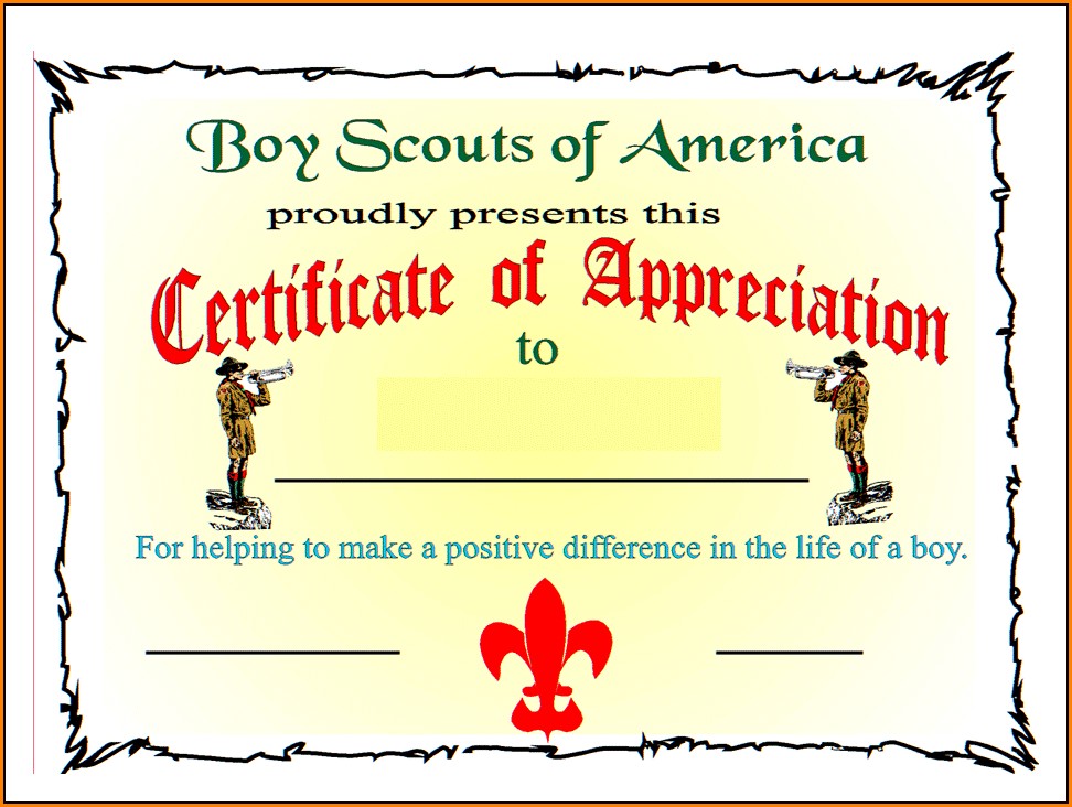 Boy Scout Certificate Of Appreciation Templates