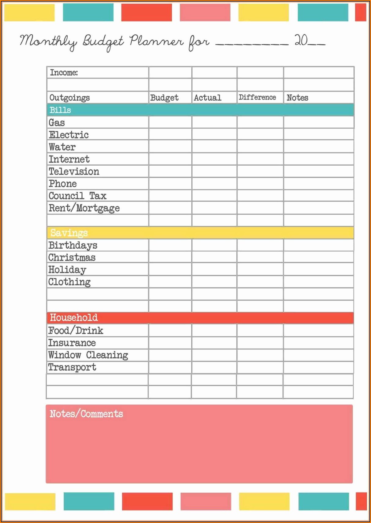 Business Budget Template Excel Uk