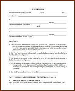 Business Partnership Agreement Template Pdf